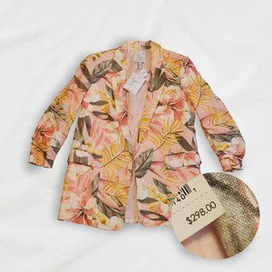 (NWT) JOIE Pink Women's Kishina B Size 00 Floral Cotton Blazer